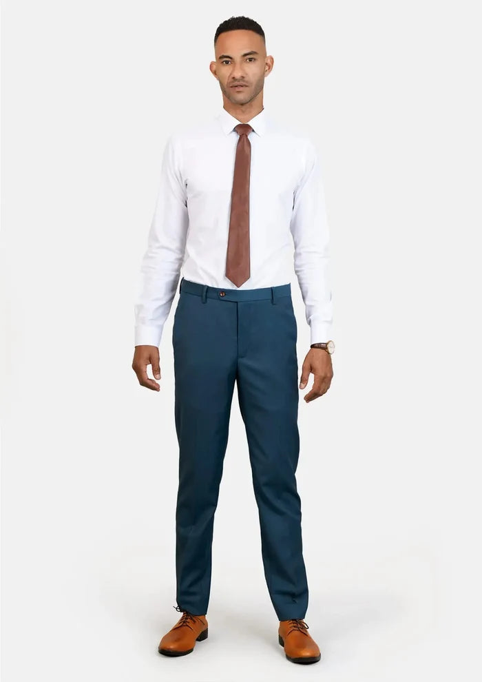 Prussian Teal Twill Pants - SARTORO