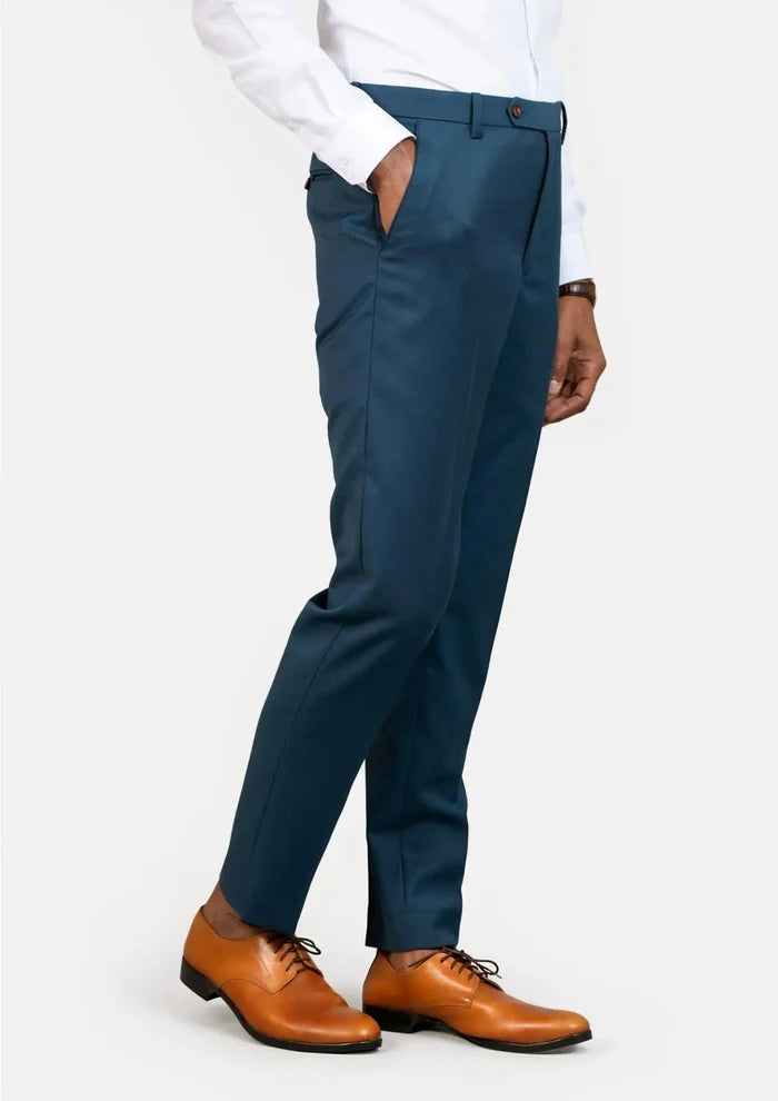 Prussian Teal Twill Pants - SARTORO