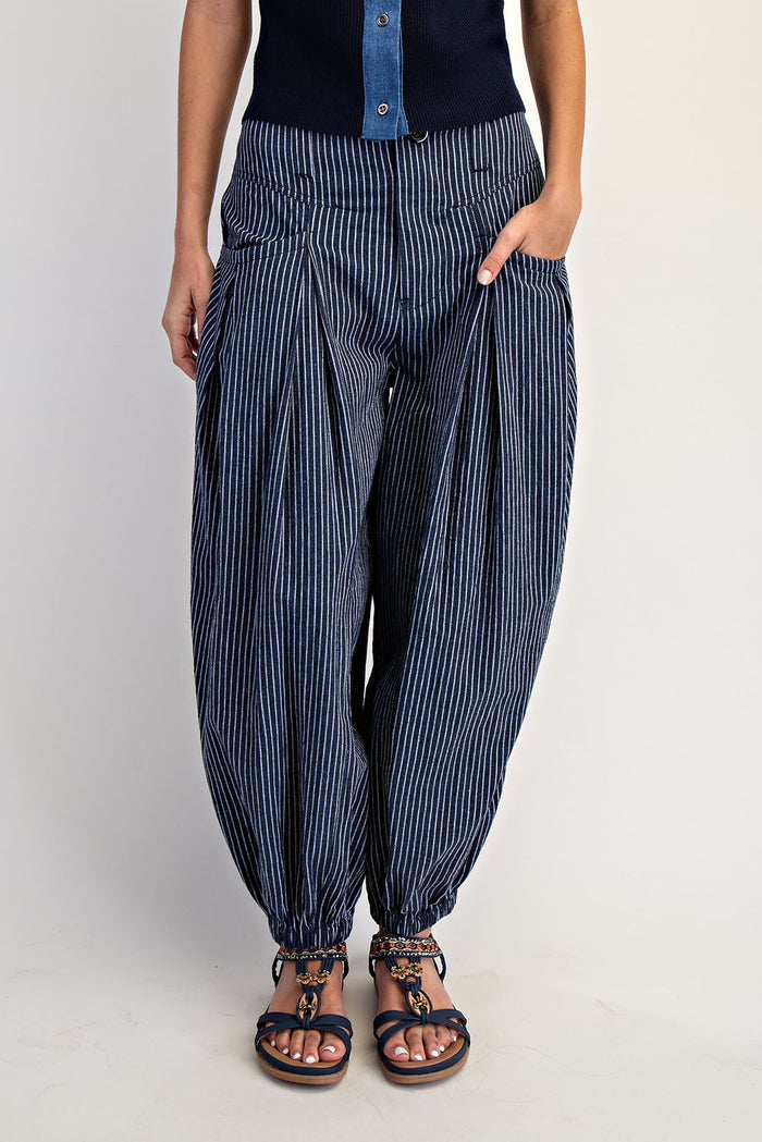 Pull On Stripe Wide Leg Pants