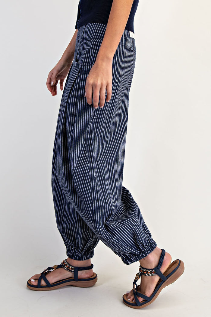 Pull On Stripe Wide Leg Pants