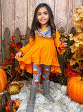 Girls Fall Outfits | Pumpkin Spice Season Tunic, Scarf & Legging Set