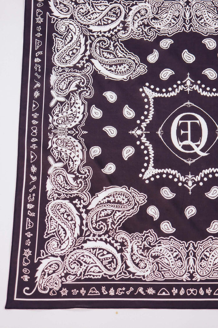 fabric texture close-up of purple paisley bandana