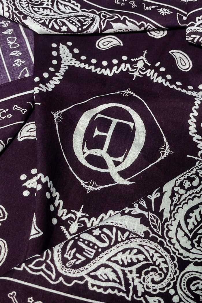 pattern detail of purple paisley bandana