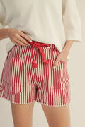 Red Drawstring Stripe Shorts