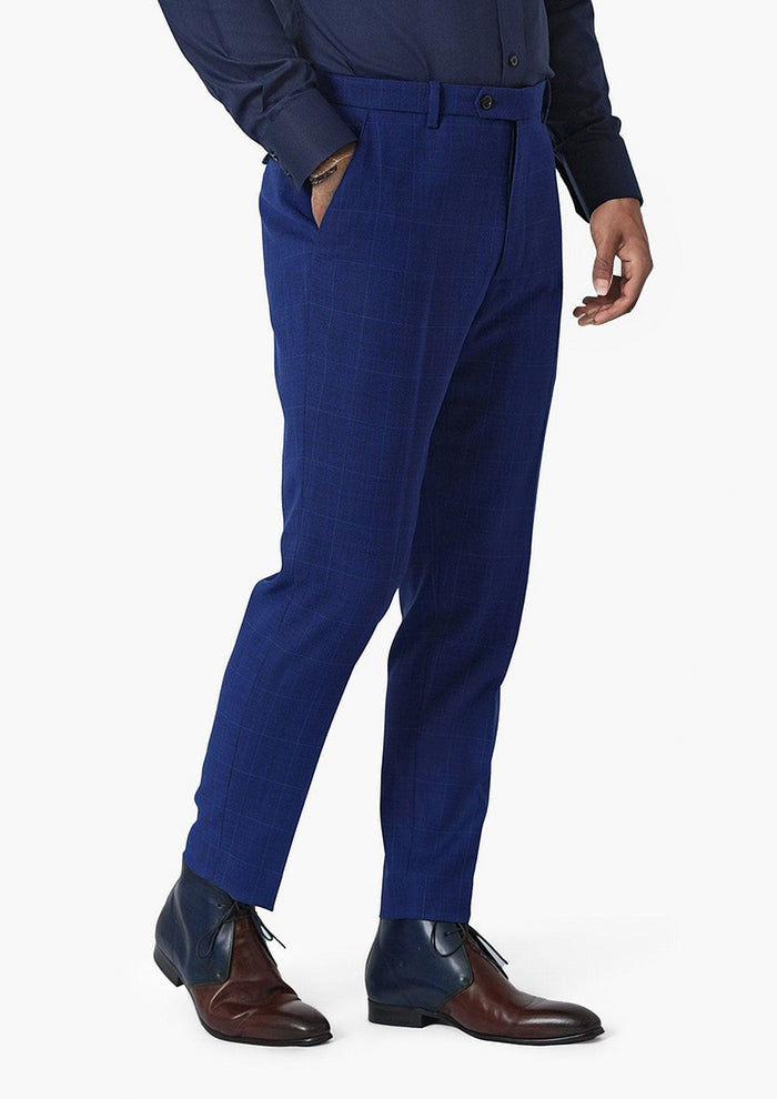 Regal Blue Windowpane Pants - SARTORO