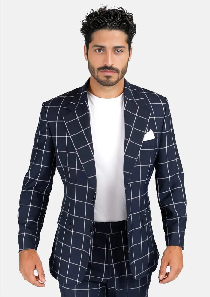 Ellis Regal Navy Windowpane Suit - SARTORO