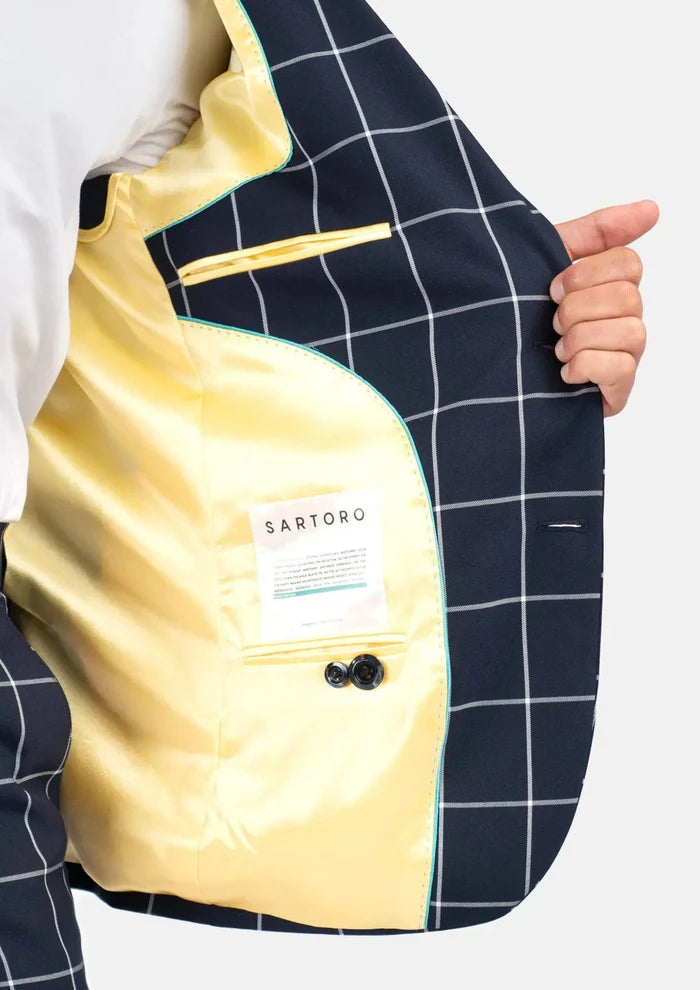 Ellis Regal Navy Windowpane Suit - SARTORO