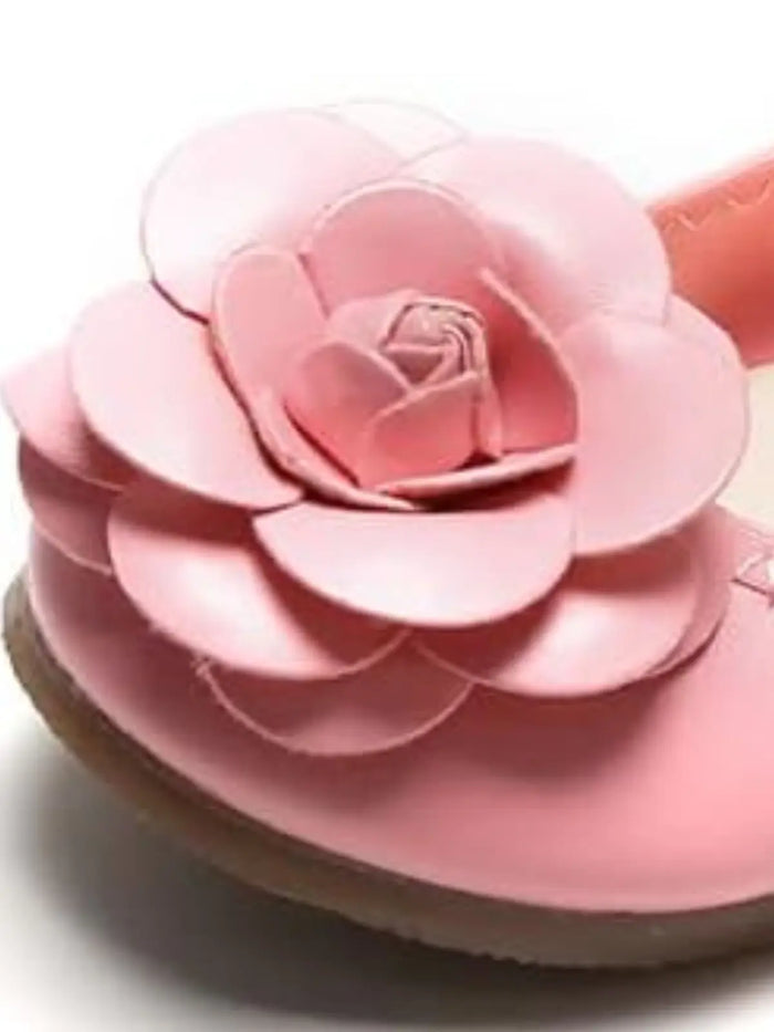 Rose Applique Synthetic Leather Flats By Liv and Mia Mia Belle Girls