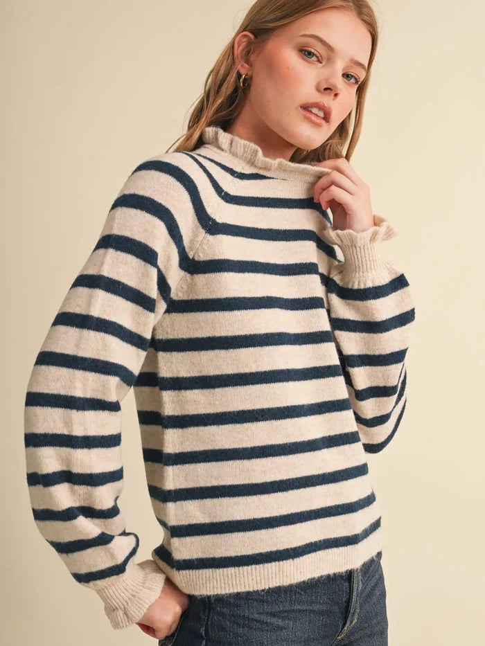 Ruffled Striped Sweater
