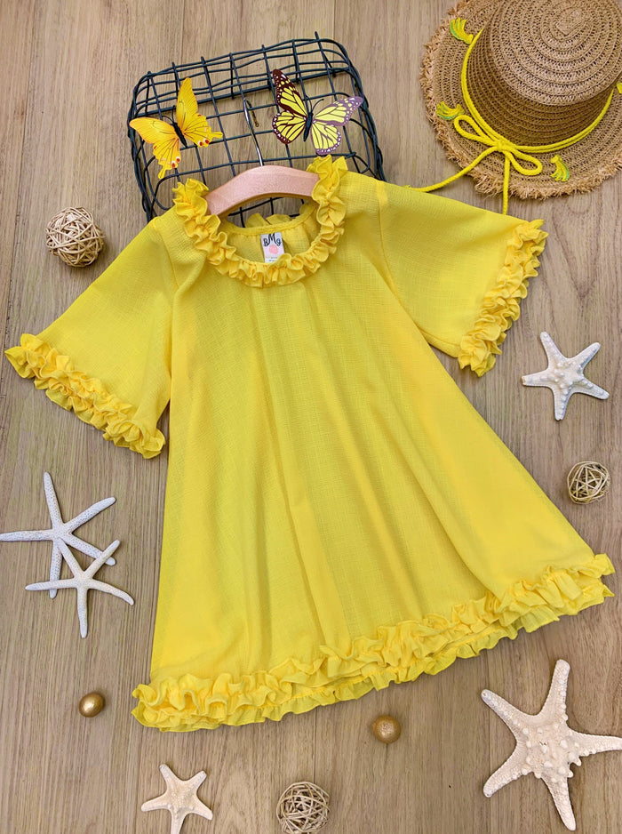 Kids Resort Swimwear | Little Girls Sheer Ruffle Hem Cover Up