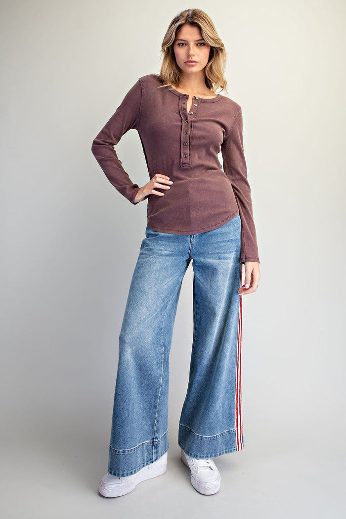 Side Striped Wide Leg Pants