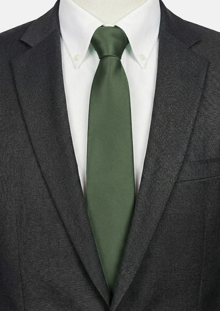 Silk Satin Olive Tie - SARTORO