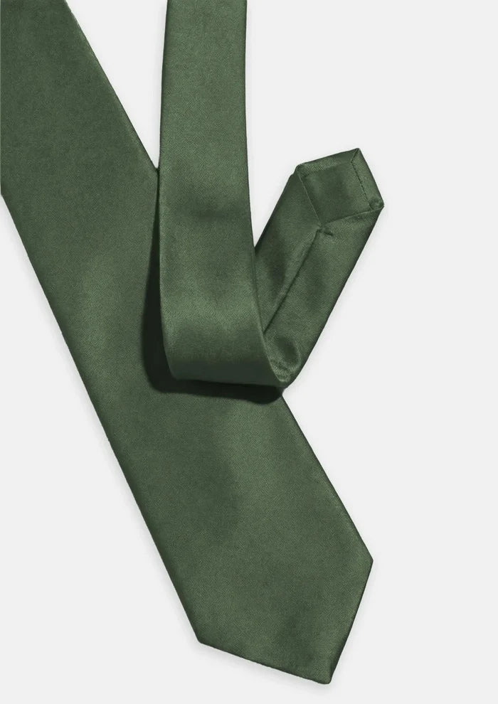 Silk Satin Olive Tie - SARTORO