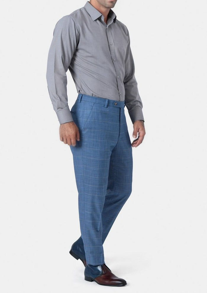 Sky Blue Windowpane Pants - SARTORO