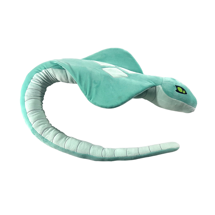 Plush teal snake with diamond pattern