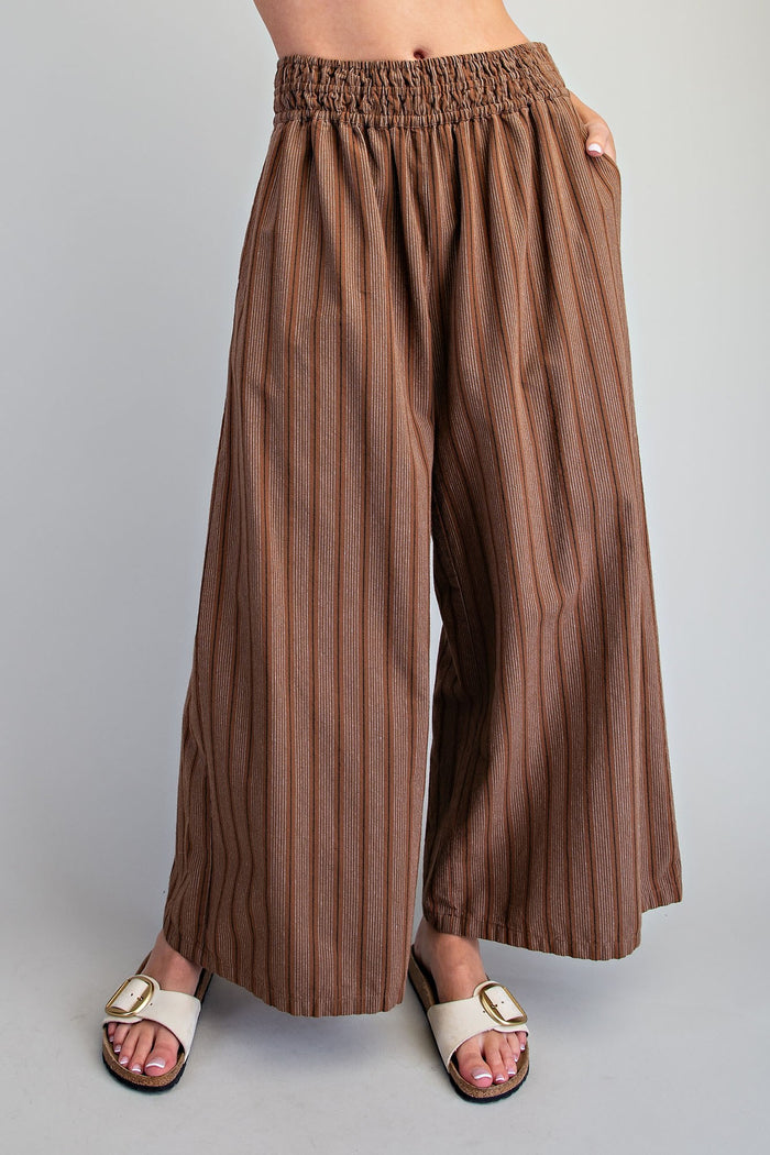Soft Washed Striped Wide Leg Pants