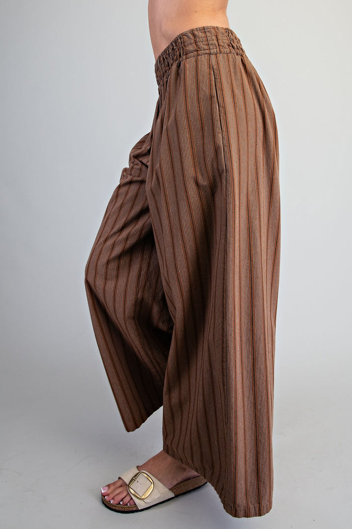 Soft Washed Striped Wide Leg Pants