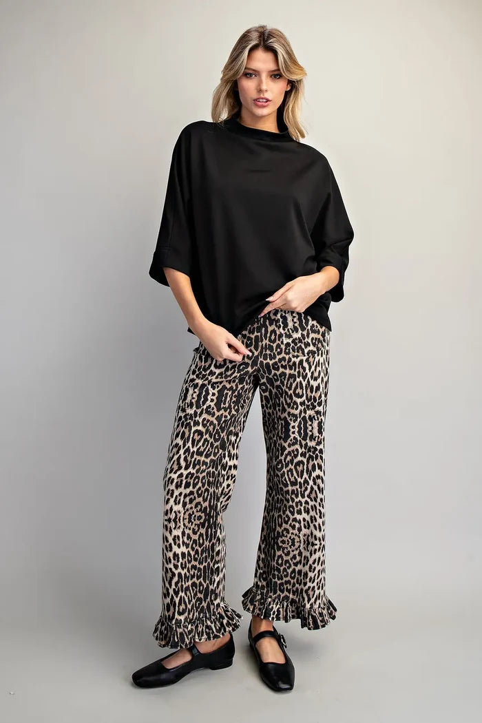 Solid Mock Neck Half Sleeve Top