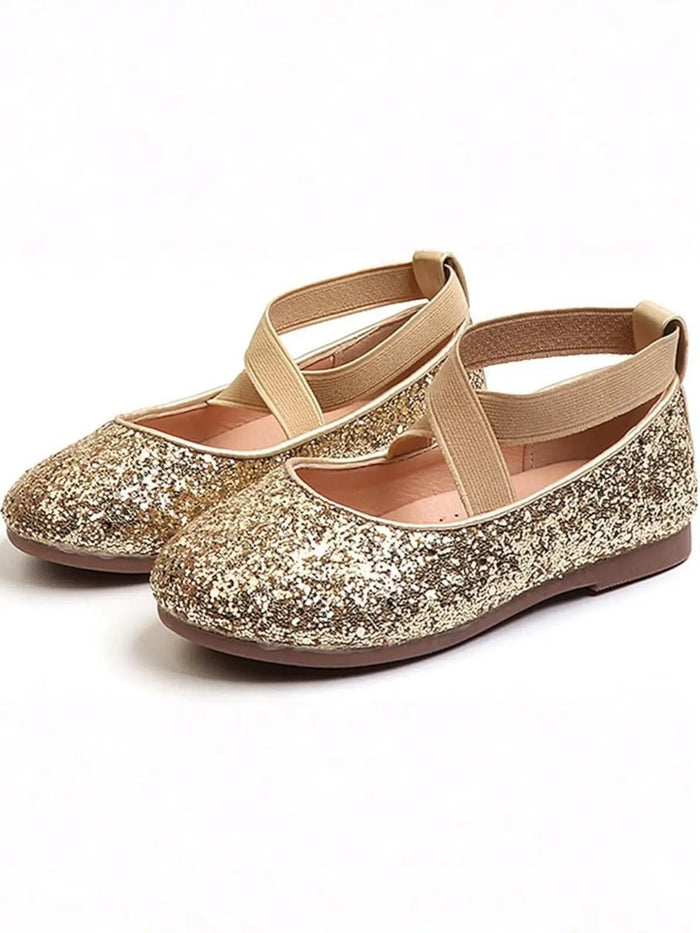 Sparkly Golden Glitter Ballet Flats By Liv and Mia Mia Belle Girls
