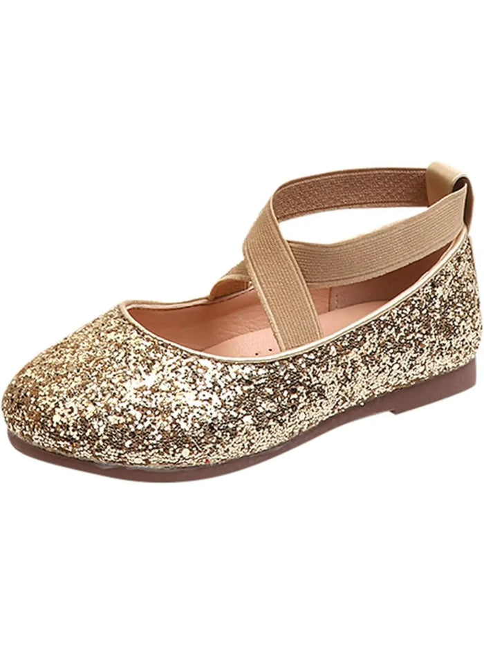 Sparkly Golden Glitter Ballet Flats By Liv and Mia Mia Belle Girls