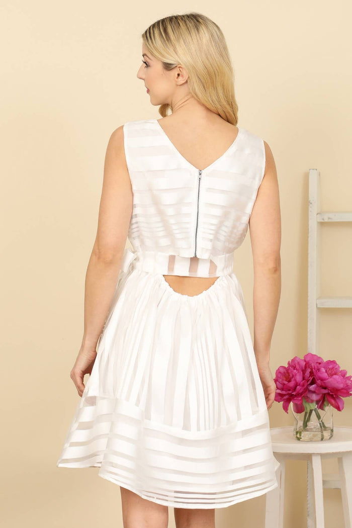 STRIPE DETAIL SIDE TIE MINI DRESS