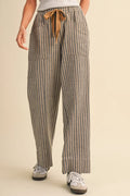 Stripe Wide Leg Drawstring Pants