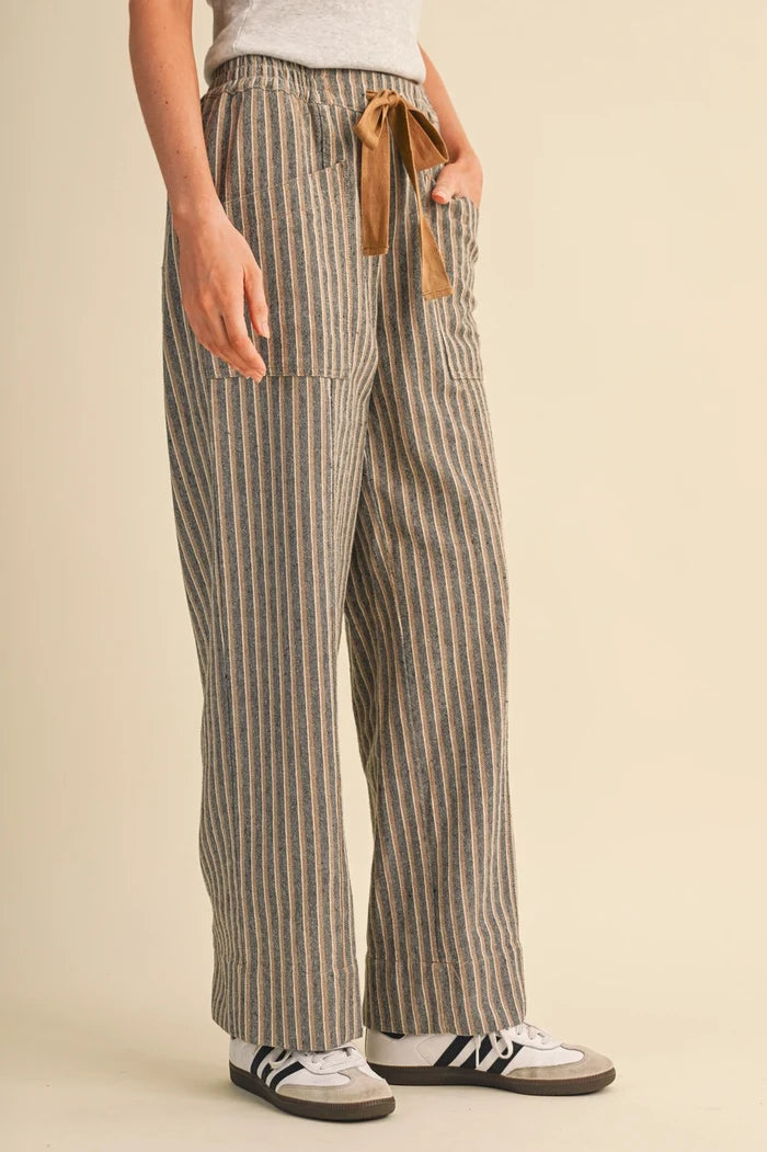 Stripe Wide Leg Drawstring Pants