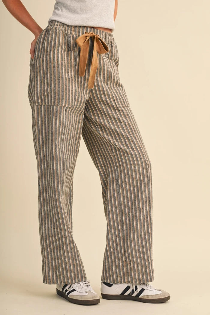 Stripe Wide Leg Drawstring Pants
