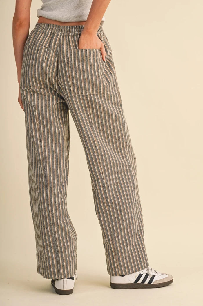 Stripe Wide Leg Drawstring Pants