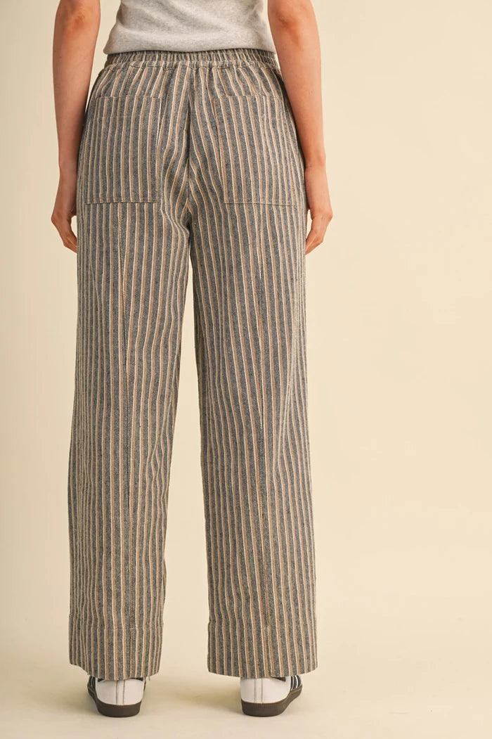 Stripe Wide Leg Drawstring Pants