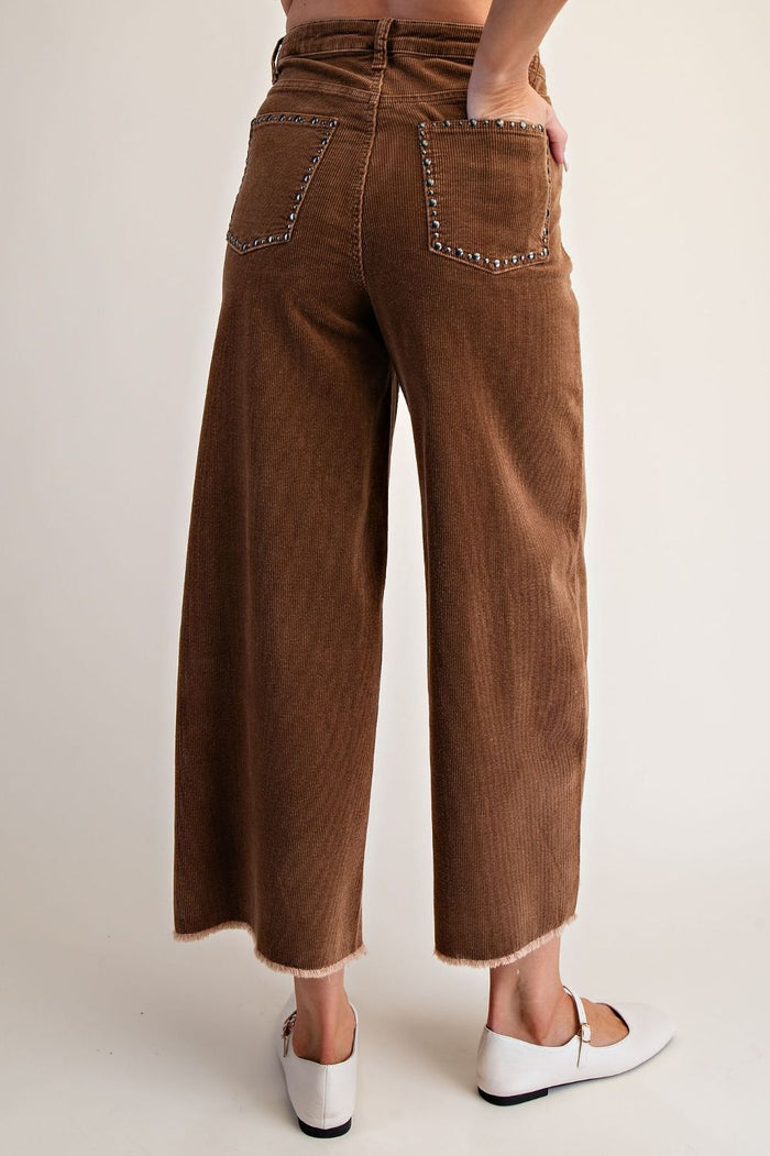 Stud Detailing Washed Corduroy Pants