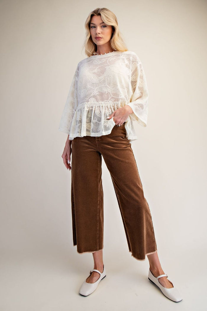 Stud Detailing Washed Corduroy Pants