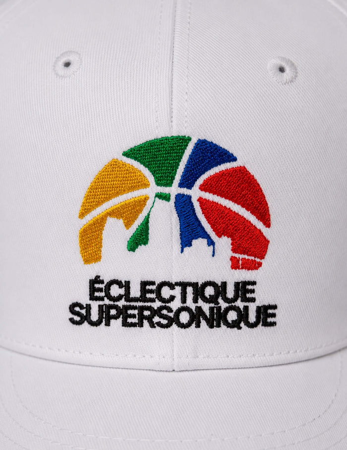 Super Sonique baseball cap featuring colorful embroidery and a clean white design.
