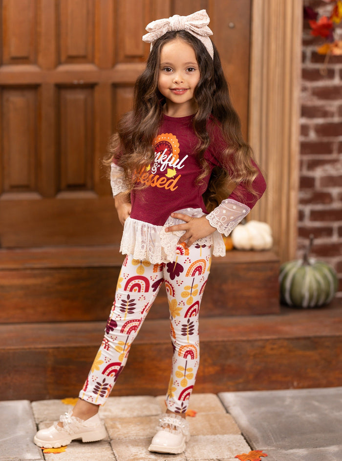Thanksgiving Outfits | Thankful & Blessed Lace Hem Tunic & Legging Set