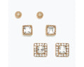 Trio Gold with Square Crystal Earrings