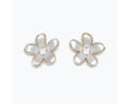 White Flowers with Crystal Earrings