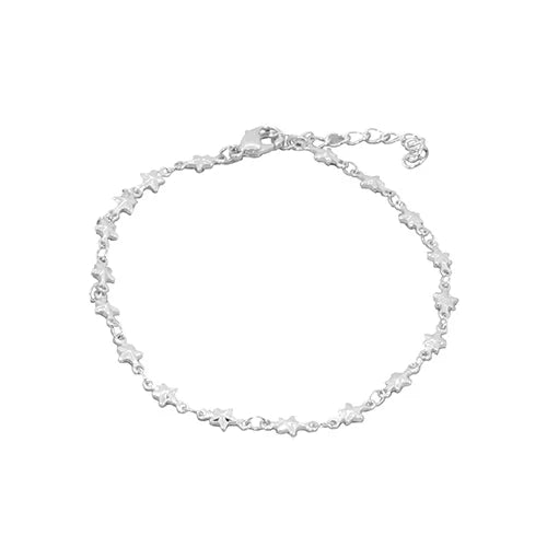 White Gold Stars Anklet