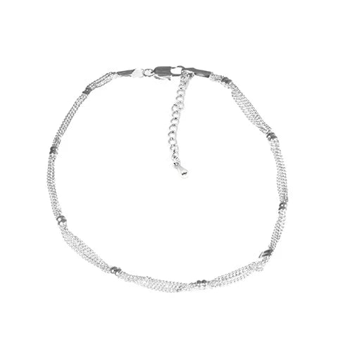 White Gold Triple Chain Anklet