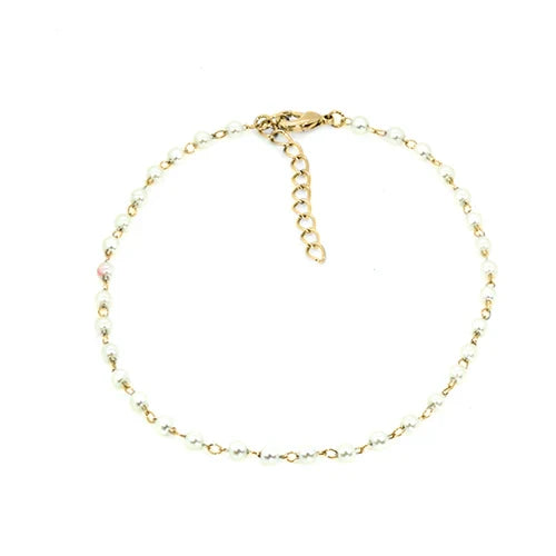 Yellow Gold Pearl Anklet
