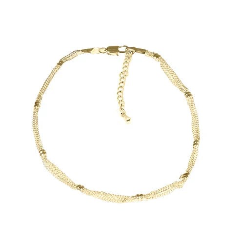 Yellow Gold Triple Chain Anklet