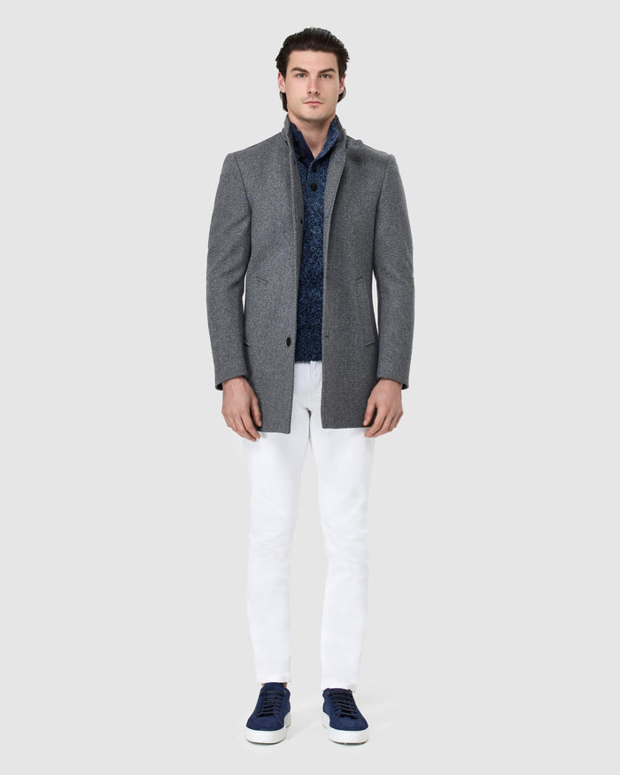 Zip Detail Overcoat - Men's Coats at Menzclub